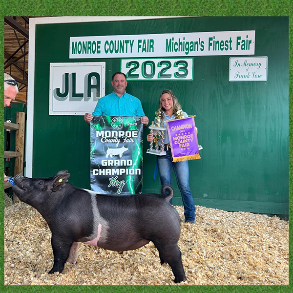 GRAND CHAMPION GILT, GRAND OVERALL –  2023 Monroe County Fair