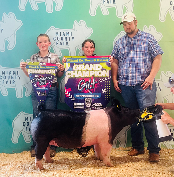 GRAND CHAMPION BREEDING GILT – 2023 Miami County Born and Raised Open Show, OH